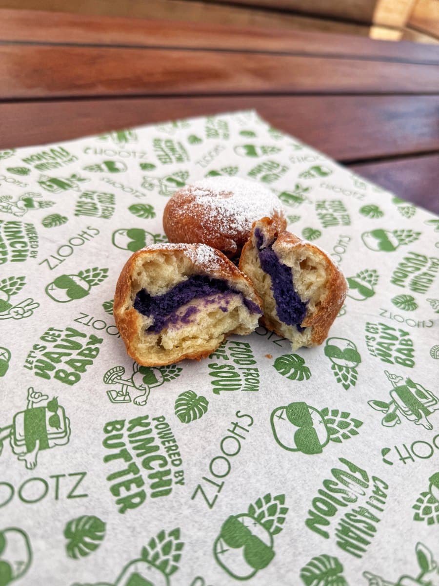 Ube Beignets dusted in ube sugar